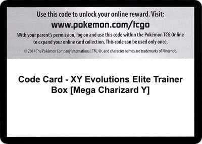 Code Card - XY Evolutions Elite Trainer Box [Mega Charizard Y]