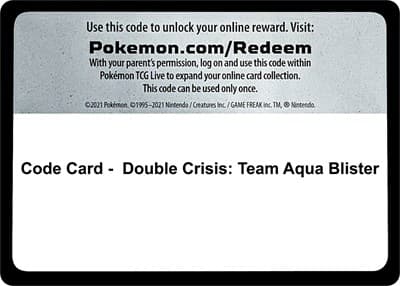 Code Card - Double Crisis: Team Aqua Blister